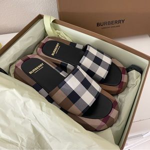 Burberry check cotton slides